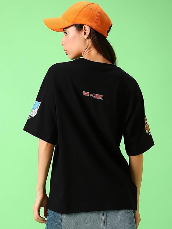 Bewakoof X Official Tom & Jerry Merchandise Women's Weirdos Forever Graphic Printed 100% Cotton T-Shirt - Image 3