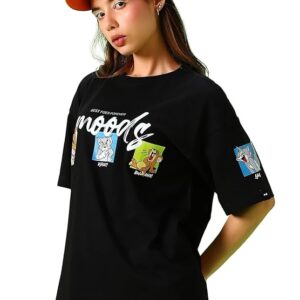 Bewakoof X Official Tom & Jerry Merchandise Women's Weirdos Forever Graphic Printed 100% Cotton T-Shirt